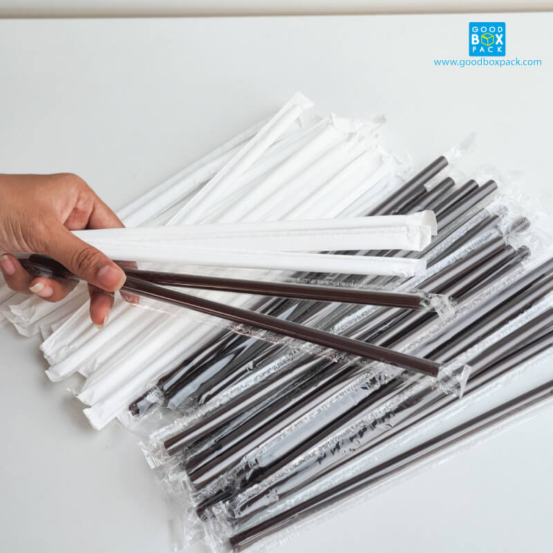 หลอดช้อนพลาสติก823 สีน้ำตาลห่อฟิมล์ - Image 3