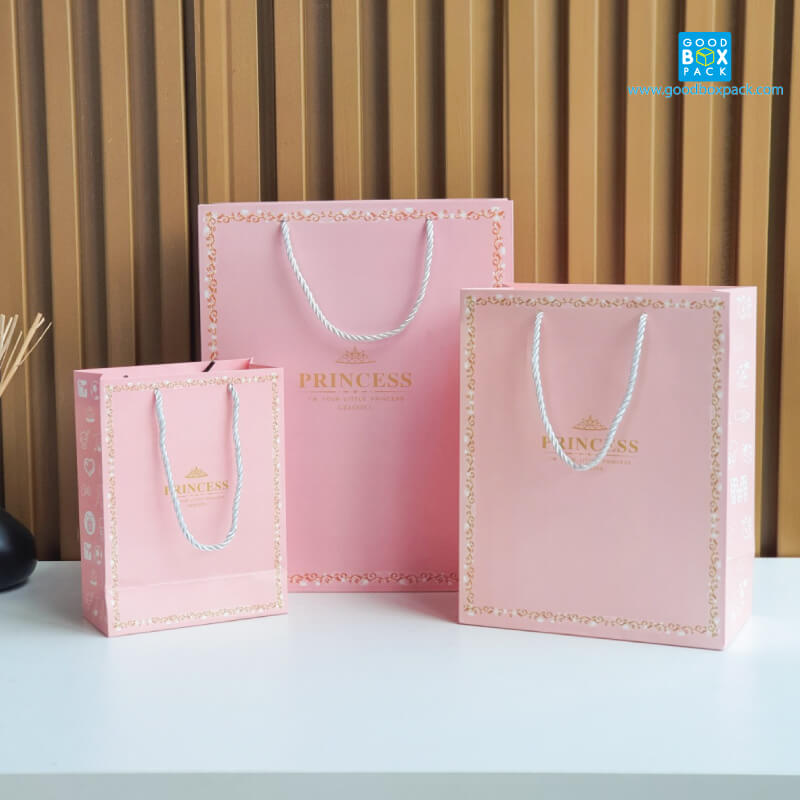 ถุงกระดาษ พรีเมี่ยม ลาย pink princess ไซส์ S - Image 2