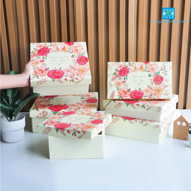 กล่องของขวัญ จตุุรัส ไซส์ S ลายดอกไม้เหลือง - Image 2