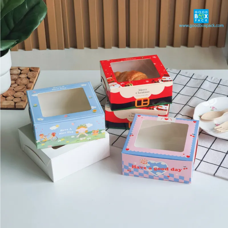 กล่องสแน็คจตุรัสเจาะหน้าต่าง 12x12x5 cm