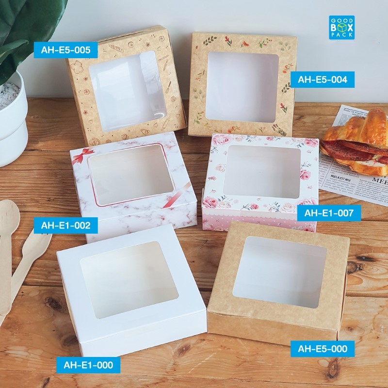 กล่องบราวนี่ 4 ชิ้น 12x12x3.5 cm