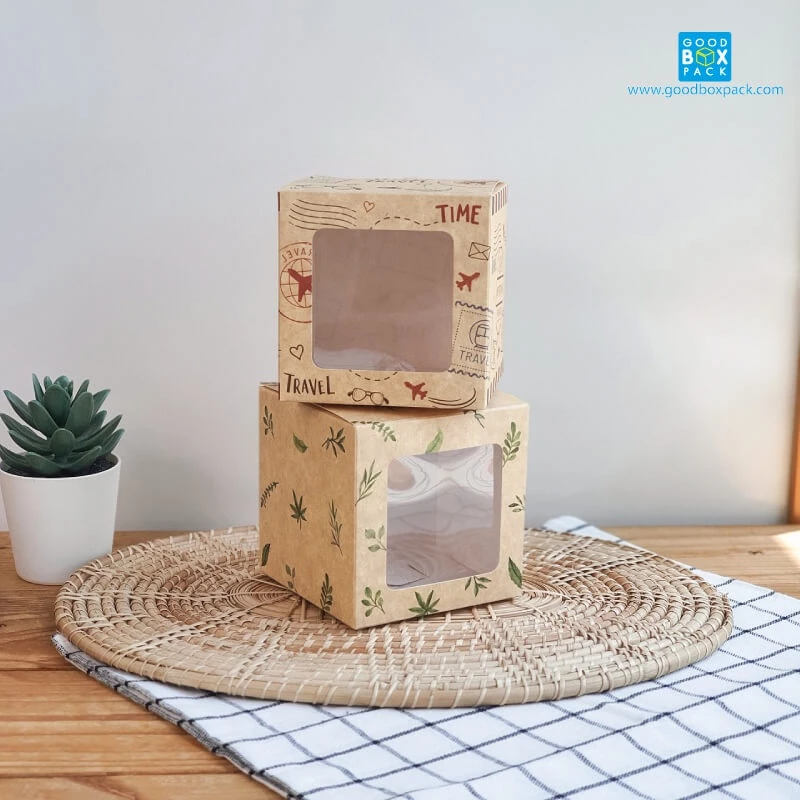 กล่องขนมจตุรัสคราฟท์ 9x9x9 cm