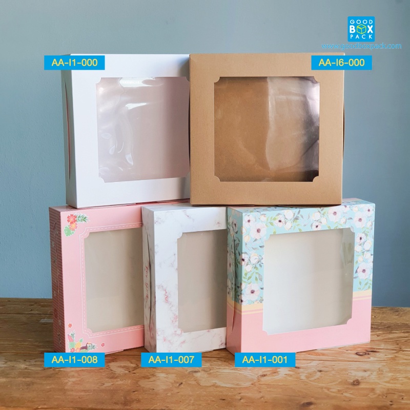 กล่องเค้ก 2 ปอนด์ ทรงเตี้ย 24.5x24.5x6 cm